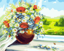 Laden Sie das Bild in den Galerie-Viewer, Malen nach Zahlen – Blumenvase mit Blick auf die Felder