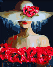 Laden Sie das Bild in den Galerie-Viewer, Malen nach Zahlen Figured'Art – Frau mit Hut und Blumen