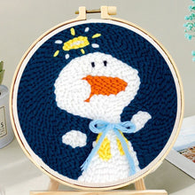 Laden Sie das Bild in den Galerie-Viewer, Punch Needle set Schneemann mit einer blauen Schleife