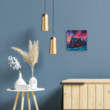 Laden Sie das Bild in den Galerie-Viewer, Mini Diamond Painting 25 x 25 cm - Haus unter dem Nordlicht-Himmel