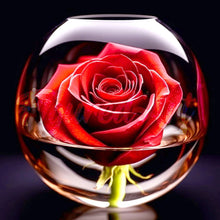Laden Sie das Bild in den Galerie-Viewer, Mini Diamond Painting 25 x 25 cm - Rote Rose im Glas