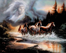 Laden Sie das Bild in den Galerie-Viewer, Diamond Painting – Indischer Geist und Pferde