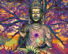 Laden Sie das Bild in den Galerie-Viewer, Diamond Painting – Buddha-Statue vor einem großen Baum | Figured'Art