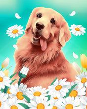 Laden Sie das Bild in den Galerie-Viewer, Diamond Painting – Golden Retriever – 40 x 50 cm auf Keilrahmen gespannt | Figured'Art