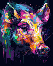 Laden Sie das Bild in den Galerie-Viewer, Malen nach Zahlen Figured'Art – Wildschwein Farbenfroh Abstrakt