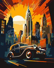 Laden Sie das Bild in den Galerie-Viewer, Malen nach Zahlen Figured'Art – Art-Deco-Auto in New York