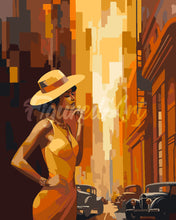 Laden Sie das Bild in den Galerie-Viewer, Malen nach Zahlen Figured'Art – Art-Deco-Frau in der Stadt