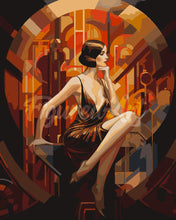 Laden Sie das Bild in den Galerie-Viewer, Malen nach Zahlen Figured'Art – Sitzende Art-Deco-Frau