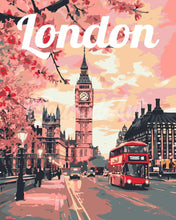 Laden Sie das Bild in den Galerie-Viewer, Malen nach Zahlen Figured'Art – Reiseposter London in voller Blüte