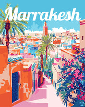 Laden Sie das Bild in den Galerie-Viewer, Malen nach Zahlen Figured'Art – Reiseposter Marrakesch Marokko