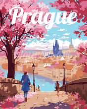Laden Sie das Bild in den Galerie-Viewer, Malen nach Zahlen Figured'Art – Reiseposter Prag in voller Blüte