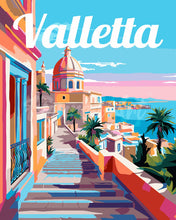 Laden Sie das Bild in den Galerie-Viewer, Malen nach Zahlen Figured'Art – Reiseposter Valletta Malta