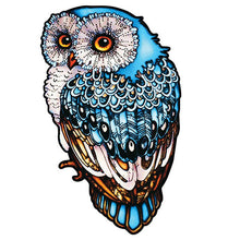 Laden Sie das Bild in den Galerie-Viewer, 2D Holzpuzzle – Blaue Eule