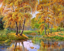 Laden Sie das Bild in den Galerie-Viewer, Malen nach Zahlen für Erwachsene | Bäume mit gelben Blättern am Fluss | Figured'Art