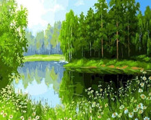 Laden Sie das Bild in den Galerie-Viewer, Malen nach Zahlen für Erwachsene | Im Wasser spiegelnde Bäume 2 | Figured'Art