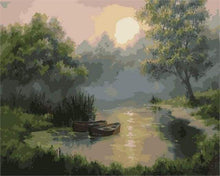 Laden Sie das Bild in den Galerie-Viewer, Malen nach Zahlen für Erwachsene | Dämmerung über den Teich | Figured'Art