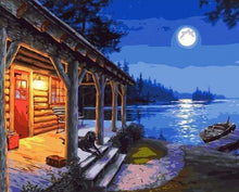 Laden Sie das Bild in den Galerie-Viewer, Malen nach Zahlen für Erwachsene | Chalet im Mondlicht | Figured'Art