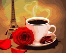 Laden Sie das Bild in den Galerie-Viewer, Malen nach Zahlen für Erwachsene | Kaffee und rote Rose | Figured'Art