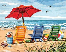 Laden Sie das Bild in den Galerie-Viewer, Malen nach Zahlen für Erwachsene | Stühle am Strand | Figured'Art