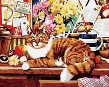 Laden Sie das Bild in den Galerie-Viewer, Malen nach Zahlen für Erwachsene | Sich erholende Katze | Figured'Art