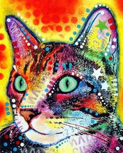 Laden Sie das Bild in den Galerie-Viewer, Malen nach Zahlen für Erwachsene | Bunte Katze mit Sternen | Figured'Art