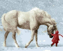 Laden Sie das Bild in den Galerie-Viewer, Malen nach Zahlen für Erwachsene | Pferd im Schnee | Figured'Art