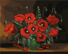 Laden Sie das Bild in den Galerie-Viewer, Malen nach Zahlen für Erwachsene | Mohnblumen mit dunklem Hintergrund | Figured'Art