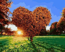 Laden Sie das Bild in den Galerie-Viewer, Malen nach Zahlen für Erwachsene | Sonnenuntergang im Baum in Herzform | Figured'Art