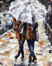 Laden Sie das Bild in den Galerie-Viewer, Malen nach Zahlen für Erwachsene | Paar unter einem Regenschirm | Figured'Art