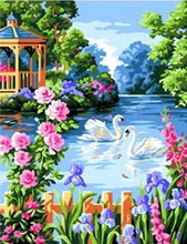 Laden Sie das Bild in den Galerie-Viewer, Malen nach Zahlen für Erwachsene | Schwäne und Blumen | Figured'Art