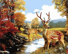 Laden Sie das Bild in den Galerie-Viewer, Malen nach Zahlen für Erwachsene | Hirsch am Bach | Figured'Art