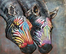 Laden Sie das Bild in den Galerie-Viewer, Malen nach Zahlen für Erwachsene | Zwei bunte Zebras | Figured'Art
