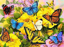 Laden Sie das Bild in den Galerie-Viewer, Diamond Painting, Schmetterlinge und gelbe Blumen