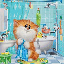 Laden Sie das Bild in den Galerie-Viewer, Diamond Painting, Katze im Badezimmer