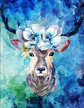 Laden Sie das Bild in den Galerie-Viewer, Diamond Painting, Hirsch mit Blumen