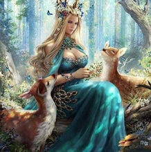 Laden Sie das Bild in den Galerie-Viewer, Diamond Painting, Prinzessin mit Hirschen