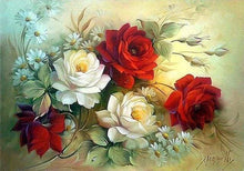 Laden Sie das Bild in den Galerie-Viewer, Diamond Painting, Blumenschmuck rot und weiß