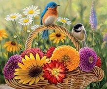 Laden Sie das Bild in den Galerie-Viewer, Diamond Painting, Blumen und Vögel auf dem Korb