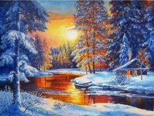 Laden Sie das Bild in den Galerie-Viewer, Diamond Painting, Abendrot auf dem Fluss