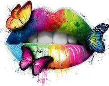 Laden Sie das Bild in den Galerie-Viewer, Diamond Painting, Lippen und Schmetterlinge