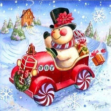 Laden Sie das Bild in den Galerie-Viewer, Diamond Painting, Schneemann in seinem Auto