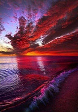 Laden Sie das Bild in den Galerie-Viewer, Diamond Painting, Welle und roter Himmel