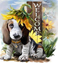 Laden Sie das Bild in den Galerie-Viewer, Diamond Painting, Hund und Sonnenblume