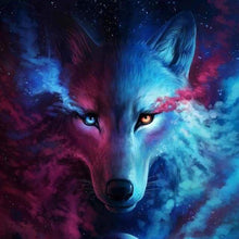 Laden Sie das Bild in den Galerie-Viewer, Diamond Painting, Wolf in blau und lila