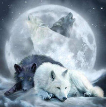 Laden Sie das Bild in den Galerie-Viewer, Diamond Painting, Heulend Wölfe mit Mond