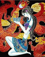 Laden Sie das Bild in den Galerie-Viewer, Malen nach Zahlen für Erwachsene | Frau und Drachen | Figured'Art