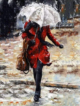 Laden Sie das Bild in den Galerie-Viewer, Malen nach Zahlen für Erwachsene | Frau alleine im Regen | Figured'Art