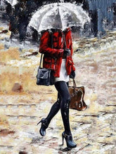 Laden Sie das Bild in den Galerie-Viewer, Malen nach Zahlen für Erwachsene | Frau zu Fuß im Regen | Figured'Art