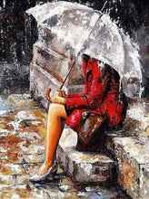 Laden Sie das Bild in den Galerie-Viewer, Malen nach Zahlen für Erwachsene | Fraue alleine im Regen | Figured'Art