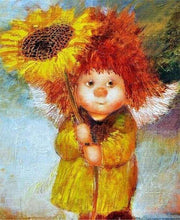 Laden Sie das Bild in den Galerie-Viewer, Malen nach Zahlen für Erwachsene | Mädchen mit Sonnenblume | Figured'Art